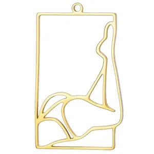 Gold-plated 304 stainless steel artistic female silhouette pendant for jewelry making