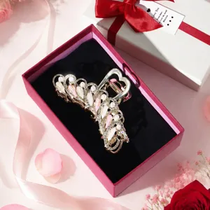 Coreano Lusso Metallo Farfalla Fermaglio per Capelli Con Strass Perla Set Scatola Regalo Accessori Capelli Moda Donna
