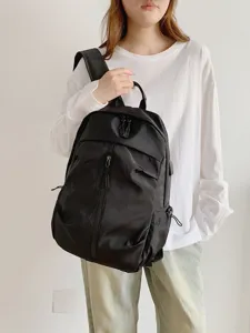 Mochila negra casual de gran capacidad para viajes, estudiantes y portátiles al aire libre