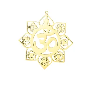 Yoga Om chakra lotus pendant made of 304 stainless steel for DIY jewelry making