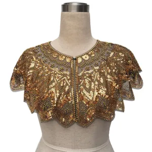 Vintage Sequin Mesh Shawl Wrap For Women Evening Party Cape Bolero Shoulder Cover Up Wedding Accessories
