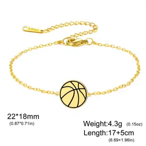 Bracciale in acciaio inossidabile dorato con ciondolo basket e catena regolabile