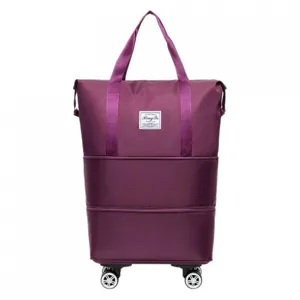Large Capacity Universal Wheel Travel Bag Foldable Expandable Lightweight Oxford Cloth Luggage Bag For Women Shopping Travel Storage
