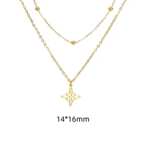 Double layer stainless steel Celtic witch knot pendant necklace jewelry gift