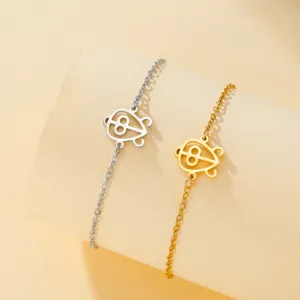 Close-up of gold and silver Gye Nyame African symbol bracelets in stainless steel