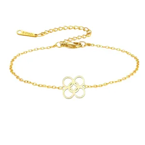 Adjustable stainless steel bracelet with cutout African symbol flower pendant