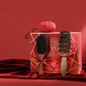 Coffret Cadeau de Mariage avec Brosse à Cheveux en Bois et Peigne pour Fiançailles