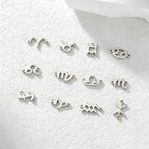Set di 12 ciondoli dei segni zodiacali in acciaio inossidabile argento per gioielli fai da te