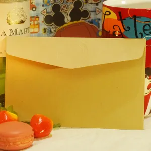 Retro kraft paper envelope greeting card set in a cozy holiday lifestyle setting