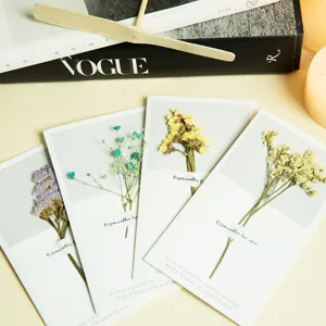 Biglietti di Auguri Creativi Fatti a Mano con Fiori Secchi Reali Cartoncino Bianco Minimalista per la Festa degli Insegnanti Regalo di Ringraziamento
