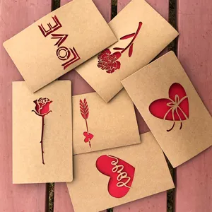 Set Biglietti Auguri Carta Kraft Vintage Intaglio Laser Con Busta Amore Cuore Rosa Garofano Biglietto Benedizione Ringraziamento