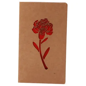 Biglietto d'auguri vintage in carta kraft con garofano tagliato al laser per docenti