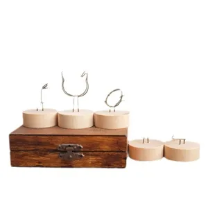 Porta promemoria e clip per foto stile vintage Zakka con base in legno per scrivania