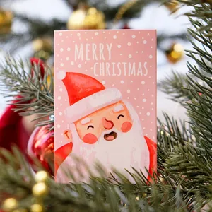 Mini Christmas card with Santa Claus illustration and Merry Christmas text