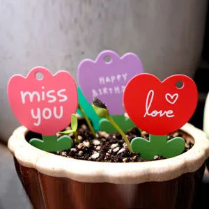 Creative Flower Heart Tulip Shaped Gift Tags White Cardboard Small Message Cards For Wedding Birthday Party Flower Shop Decor