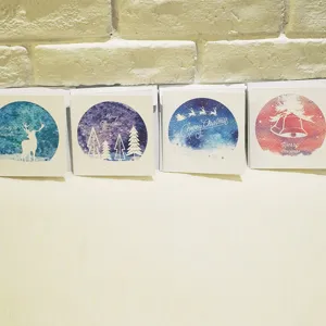 Lot de 4 cartes de vœux de Noël créatives ciel étoilé aquarelle avec enveloppes incluses