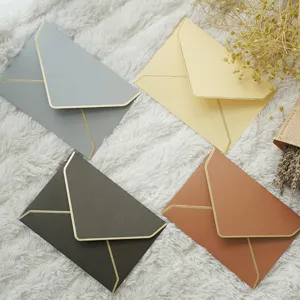 Luxury Pearlescent Paper Envelope With Gold Foil Border For Wedding Invitation Business Correspondence Card Sleeve