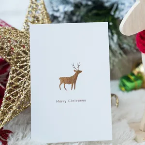 Biglietti di Auguri di Natale Minimalisti Con Foglia Oro Con Buste Carta Bianca Biglietti Messaggio di Benedizione Buon Natale Note Festive per Festa di Natale