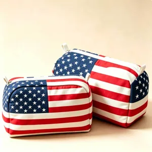 Close-up of portable storage bags with stars and stripes pattern detail