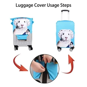 Copertura per Valigia Elastica Protezione Antipolvere Borsa da Viaggio con Motivo Occhi di Mostro e Nastro di Avvertenza Accessori Viaggio
