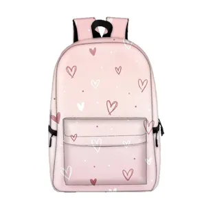 Rosa Schülerrucksack mit traumhaftem Herzprint und ergonomischem großem Fassungsvermögen