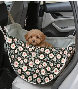 Organizador de asiento de coche con flores para perros pequeños y almacenamiento