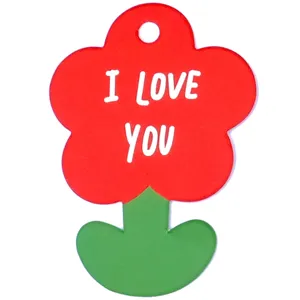 Cute flower shaped gift hanging tag with I Love You message for bouquets and gifts