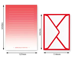 Dimensioni della carta da lettere sfumata rossa e della busta triangolare