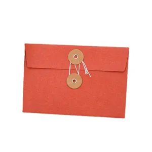 Premium vintage orange string-tie envelope made of thick special paper for postcard storage