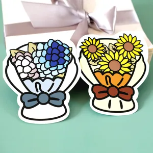 Biglietti di auguri a forma di bouquet di girasoli e tulipani per regali di ringraziamento