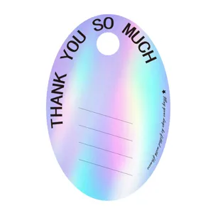 Biglietto regalo ovale olografico argento con scritta Thank You per bouquet di fiori