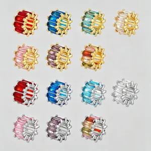 Cylindrical Copper Zirconia Spacer Bead Pendant DIY Jewelry Making Accessories Gold Silver Plated Zirconia Charm