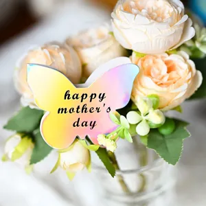 Biglietto Auguri Festa Della Mamma Olografico Stampa In Oro Biglietto Messaggio Piegato Auguri Per Bouquet Di Fiori Arredo