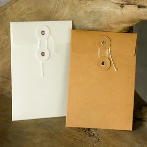 Vintage Kraft Paper String-And-Washer Envelopes Minimalist Storage Envelope For Postcards Wedding Invitation Gift Packaging Office Stationery