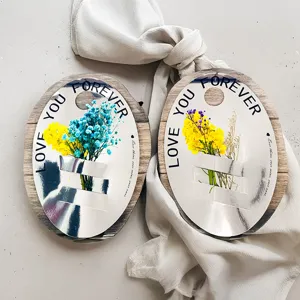 Elegant oval DIY flower packaging card with Love You Forever text for single bouquets