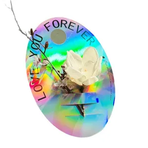 Holographic iridescent oval flower greeting card for single bouquet gift floral packaging