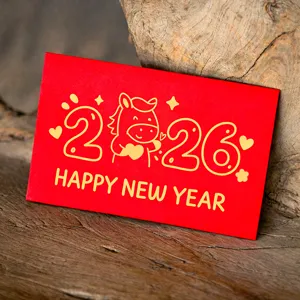 Biglietto Di Auguri Cartone Animato Anno Del Cavallo 2026 Biglietto Regalo Piegato Con Stampa A Caldo Con Busta Invito Capodanno
