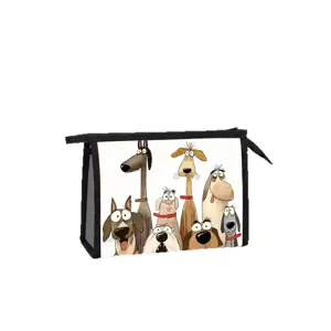 Tragbare Netztasche für Make-up mit niedlichem Hunde-Cartoon-Druck für die Reise