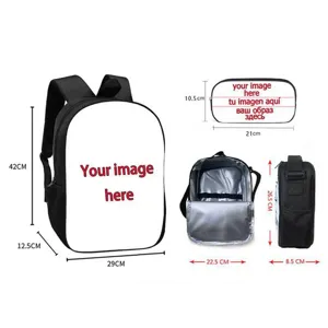 16-inch customizable student backpack set with lunch bag and pencil case dimensions