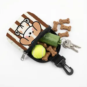 Detailed close-up showing the interior storage capacity of a portable dog treat pouch.
