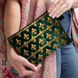 Barock-Stil Blumenmuster Große Münzbörse Wasserabweisende Polyester Kulturtasche Tragbare Reise Kosmetiktasche Unisex