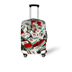 Elastische Kofferhülle mit festlichem Mahjong-Weihnachtsmotiv für Reisegepäckschutz