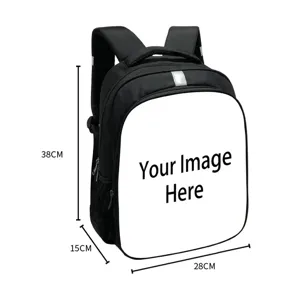 Personaliseerbare ergonomische zwarte kinderrugzak met wit DIY-printgedeelte voorop