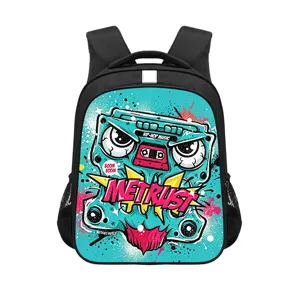 Coole 14-inch schoolrugzak in graffiti-stijl met ergonomisch rugbeschermingsontwerp