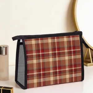 Tragbare Mesh Kulturbeutel Kariert Kosmetikpinsel Aufbewahrung Organizer Reisen Leichte Make Up Tasche Reißverschluss Für Damen