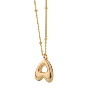 Gold Puffy Letter Pendant Necklace 18K Gold Plated Balloon Alphabet Chain Jewelry