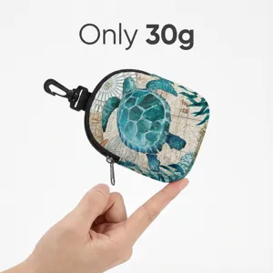 Leichte Mini-Aufbewahrungstasche mit Schildkröten-Print, Reißverschluss und Haken, 30g
