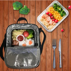 Détail intérieur du sac à lunch isotherme avec doublure en aluminium épais et grande capacité