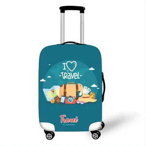 Elastischer türkisfarbener Kofferschild mit I Love To Travel Aufdruck Kofferhülle