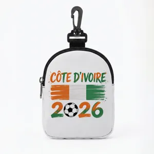 Portable earphone storage pouch with Ivory Coast flag and 2026 football design theme